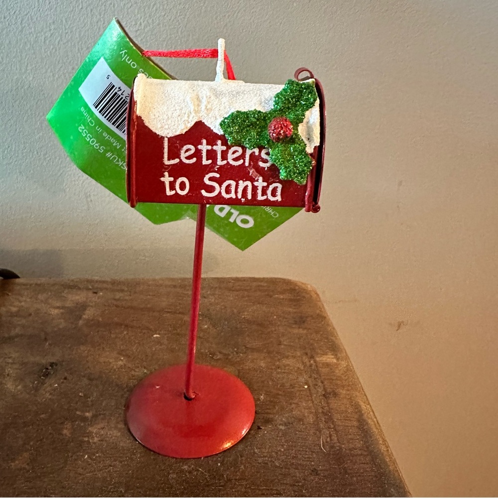 Mailbox letters to Santa Christmas tree ornament NWT